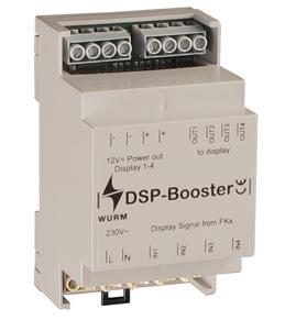 DSP-BOOSTER 4-FACH LEISTUNGSVERSTÄRKER FÜR FERNDISPLAY 1 15 Signalverstärker zur Leitungsverlängerung für 4 Ferndisplays (DSP002, DSP100, DSP-LCD) Verlängerung bis 400m Potentialgetrennte Eingänge