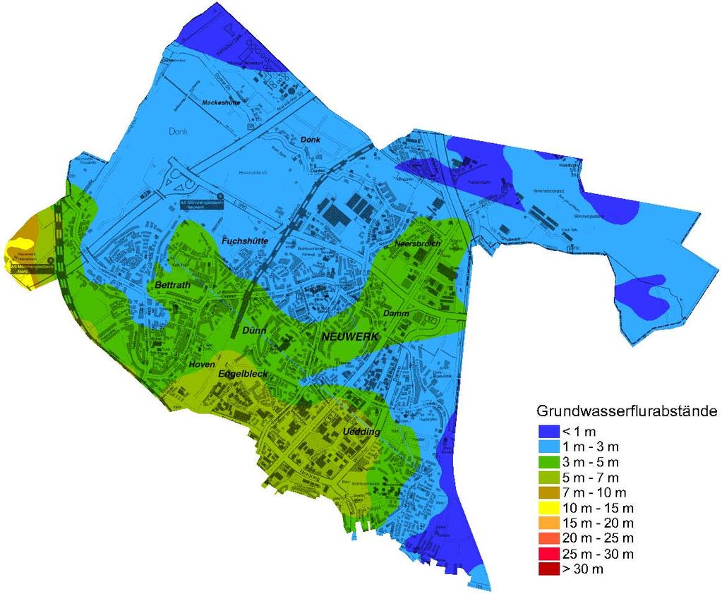 5.5 Der Stadtbezirk Neuwerk Ähnlich wie der Stadtbezirk Volksgarten wird der Stadtbezirk Neuwerk vor allem durch die Niersniederung geprägt. Die Geländeoberfläche ist relativ flach.