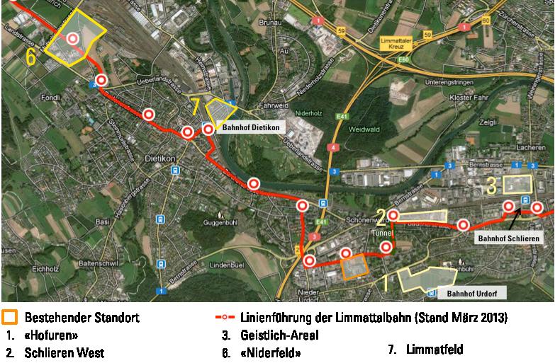 «Zürcherstrasse»: Das Areal in der Industriezone mit rund 48'000 m 2 liegt zwischen Bahnlinie und Zürcherstrasse direkt neben dem Verteilzentrum der Post.