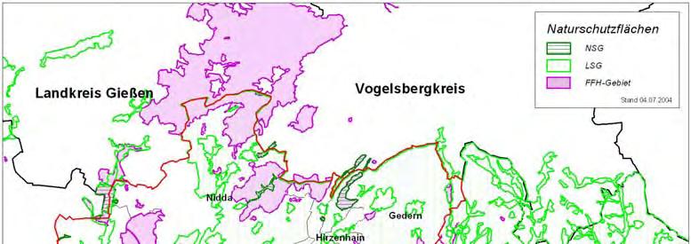 REGION MIT WEITBLICK Integriertes Regionales Entwicklungskonzept für die Region Oberhessen 30 Karte 9: Naturschutzflächen Quelle: HMLUV 2007 Aus den FFH- und Vogelschutzgebieten des