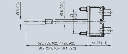 Zubehör nicht explosionsgeschützter Messeinsatz Siemens AG 2010 Aufbau Maßzeichnungen Bestandteile (Aufbau nach DIN 4762) Messeinsatz mit Messwiderstand, Messeinsatzrohr mit Halteplatte,