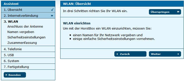 3.2 WLAN 27 3.2 WLAN Im zweiten Block bereiten Sie die HorstBox für das WLAN vor und richten es ein.
