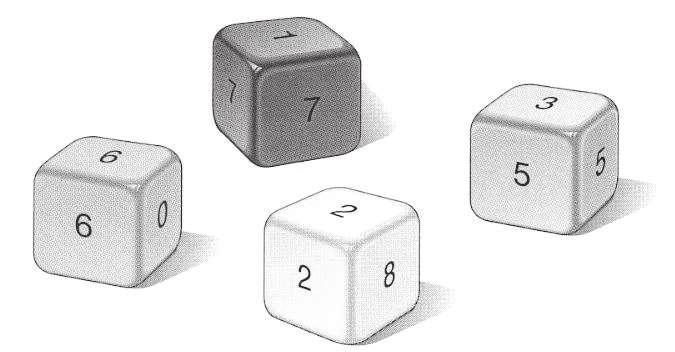 Name: Wahlaufgabe 1 Auf zwei Würfeln findest du die Zahlen 2; 3; 5 und 8.