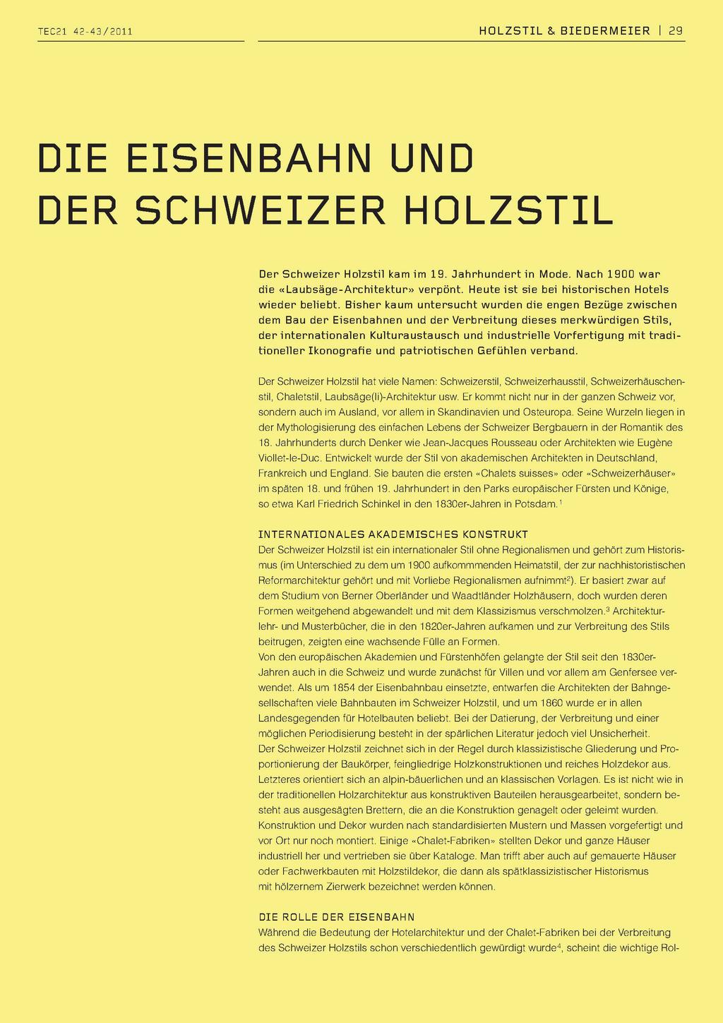 Die Eisenbahn und der Schweizer Holzstil - PDF Kostenfreier Download