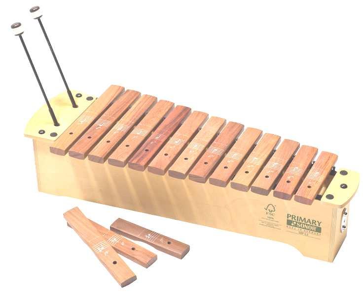 Xylophon und andere Stabspielinstrumente Die Klangstäbe dieser Instrumente werden mit Schlägeln geschlagen. Dabei geben die hölzernen Klangstäbe des Xylophons einen bestimmten Ton von sich.