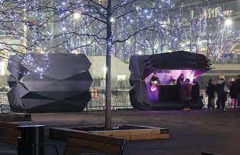 (Press Release, November 10, 2016) Make Architects creates aluminium origami kiosks for small-time vendors in London.