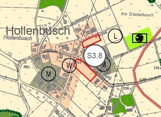 Planungsziel 5,48 ha Der Standort liegt am südlichen Siedlungsrand der Ortslage Uckerath unmittelbar an der B8. Nördlich schließt weiteres Bauland an.