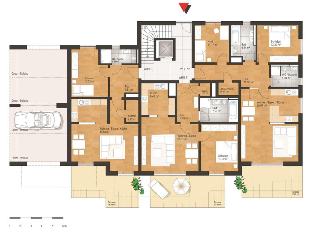 Grundriss Erdgeschoss (Abbildung ohne Maßstab) Wohnung 10