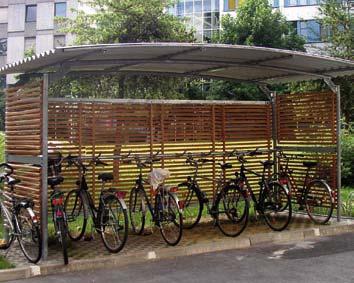 Unterstellen Fahrradüberdachung mit Flachdach aus Trapezblech mit