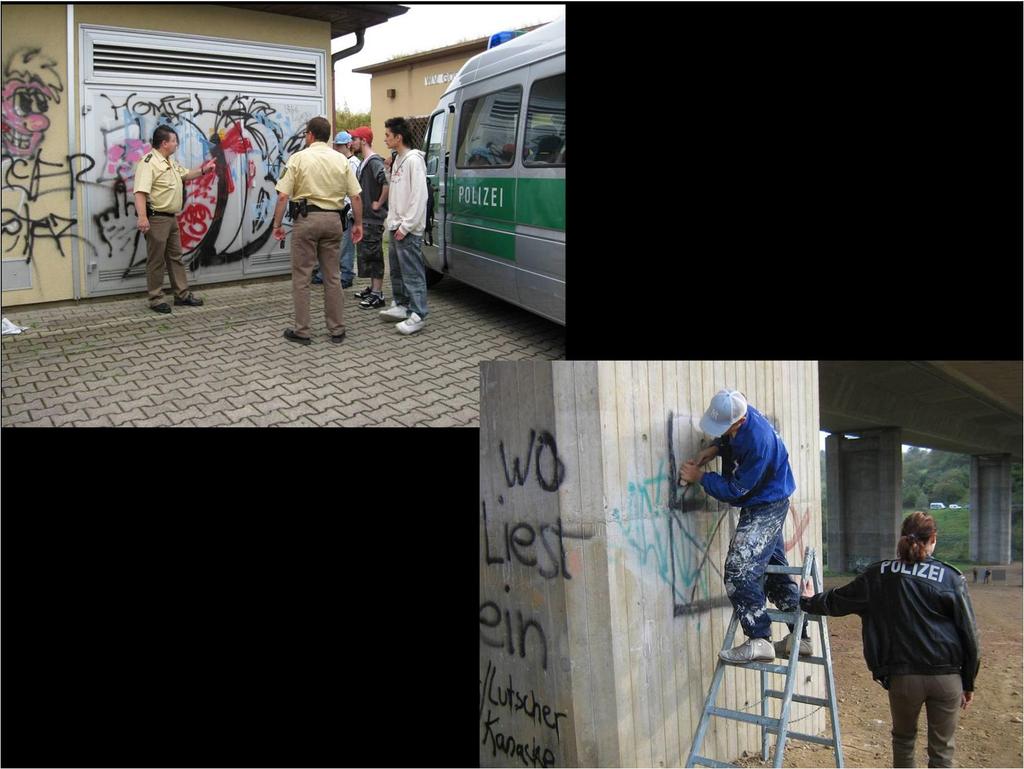 Einweisung im Anti-Graffiti-Einsatz.