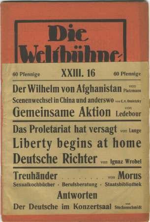 19.5.1929 (Postausgabe) Unterhaltungsblatt Nr.115 Für das Feuilleton der Vossischen Zeitung lieferte Tucholsky weit über zweihundert Beiträge, meist unterhaltender Art.