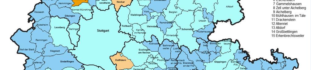 Gemeinden der Region Stuttgart 2010