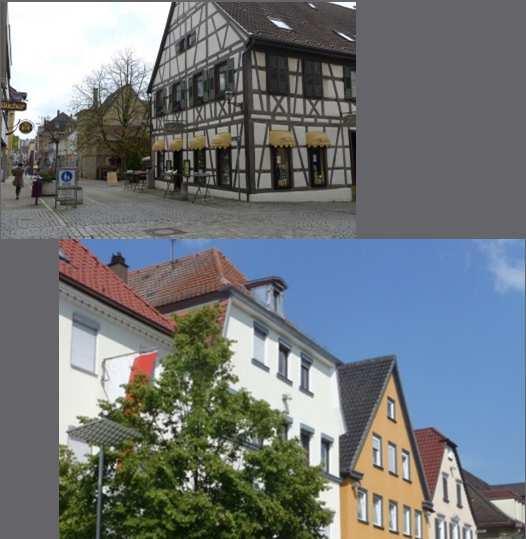 Gebäude Fassadengestaltung (Fenster, Giebel, Balkone, Material und Farbe) Dachform