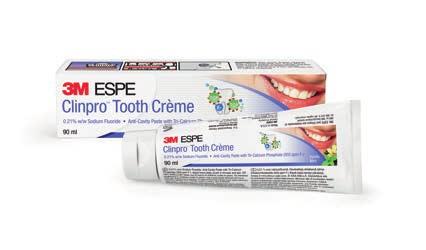 Clinpro Tooth Crème mit TCP Fluoridhaltige Zahncreme mit Tri-Calcium Phosphat 11 Clinpro Tooth Crème mit TCP ist eine natriumfluoridhaltige Zahncreme zur Vermeidung von Kariesdefekten.