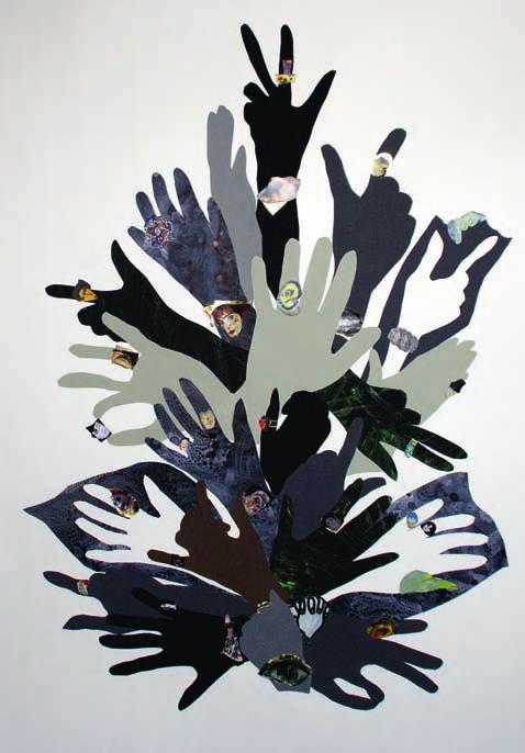 Lehrerhinweise Händeturm 1.1 Händeturm Kurzbeschreibung: Aus Papieren in Schwarz und verschiedenen Grautönen schneiden alle Schüler einer Klasse die Umrisse ihrer Hände aus.