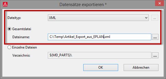 5.2 XML-File nach Excel importieren: Nachfolgend wird der Import des aus EPLAN exportierten XML-Files beschrieben. Schritt 1: Funktion "Parts.