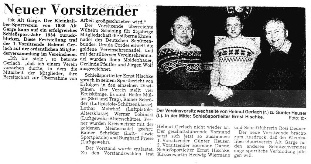 1983 trat dann Paul Persch aus persönlichen Gründen vom Posten des 2. Vorsitzenden des Vereins zurück, an seine Stelle trat Hermann Danne.