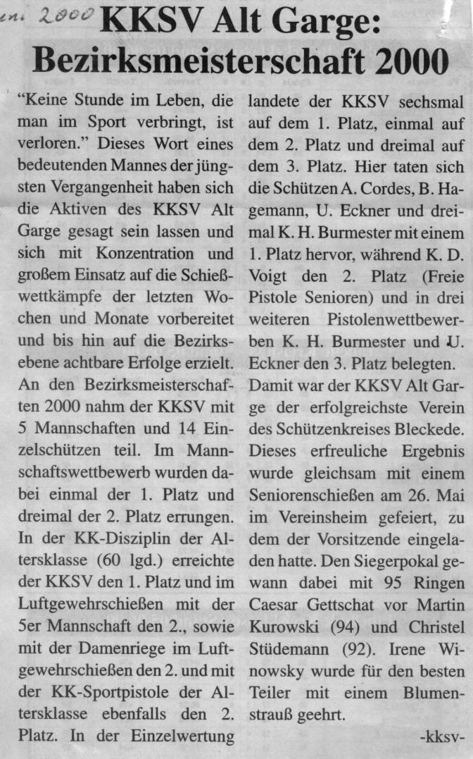 Langsame Konsolidierung 2000 bis 2002 Am 24. Februar 2001 musste der 2. Vorsitzende, Uwe Eckner, der Versammlung aber mitteilen, dass der 1.