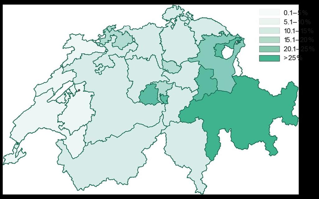 Anteil biologisch bewirtschaftete Nutzfläche Bioanteile der Schweiz an der gesamten landwirtschaftlichen