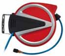 Metal adjustable bracket. Automatic hose stop. Bright polyurethane tube. Suitable for air flowing. Stoßfestes Kunststoffgehäuse. Befestigungsbügel aus Kunststoff, schwenkbar.