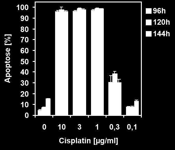 apoptotische Zelltod für den Nachweis eines Synergismus zwischen CDDP und D,L-Methadon, vor allem bei den Inkubationszeiten der Langzeitversuche, zu hoch waren. 3.2.
