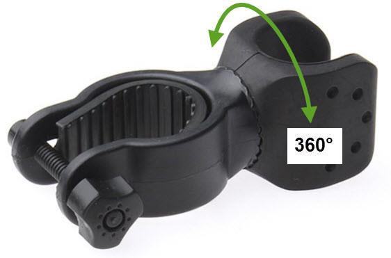 Für alle KafkaTechnik High-End LED-Taschenlampen (ausgenommen T14 ZOOM und T14 HYBRID) Der Fahrradhalter Klemmfix 360 überzeugt durch einen 360 drehbaren Kunststoff- Klemmhalter mit rutschfester