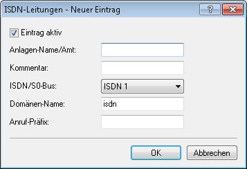ISDN-Leitungen Die ISDN-Leitungen konfigurieren Sie über Voice Call Manager > Leitungen mit einem Klick auf die Schaltfläche ISDN-Leitungen: Eintrag aktiv Aktiviert bzw. deaktiviert die ISDN-Leitung.