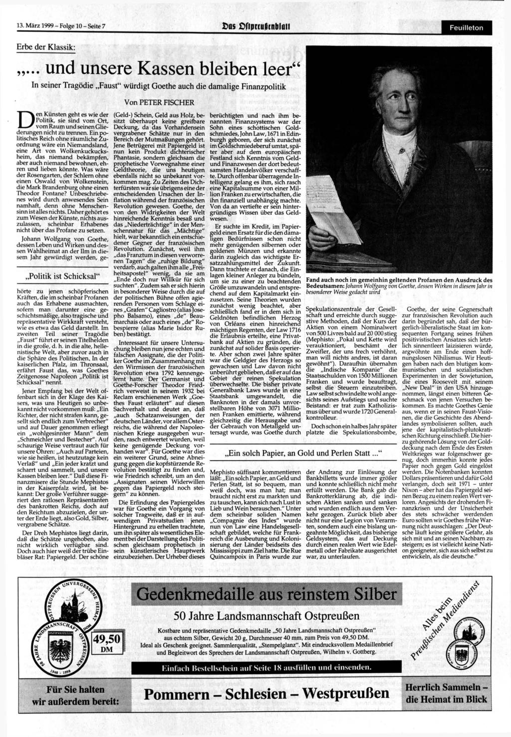 13. März 1999 - Folge 10 - Seite 7 Das ßfijmußtnblaii Feuilleton Erbe der Klassik:.