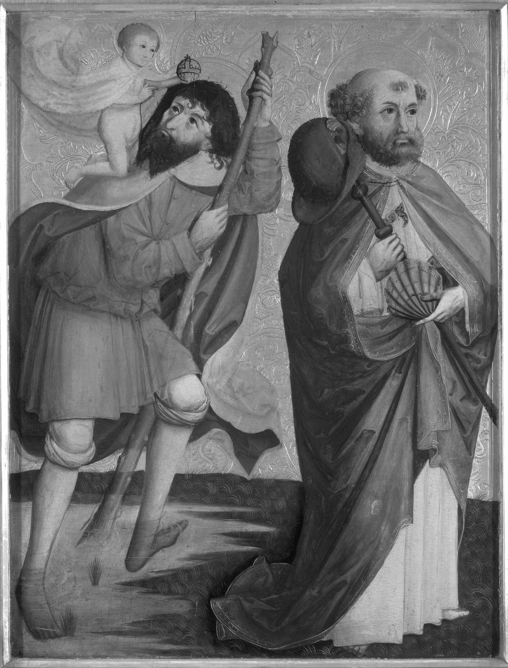 Infrarotreflektographie, Heiliger Christophorus und Heiliger Jacobus Major, Feiertagsseite eines