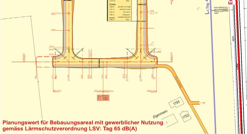 Gemäss dem Lärmbelastungskataster ist für den Streckenabschnitt Arnegg Sommerau, Gossau mit folgendem Emissionswert für den