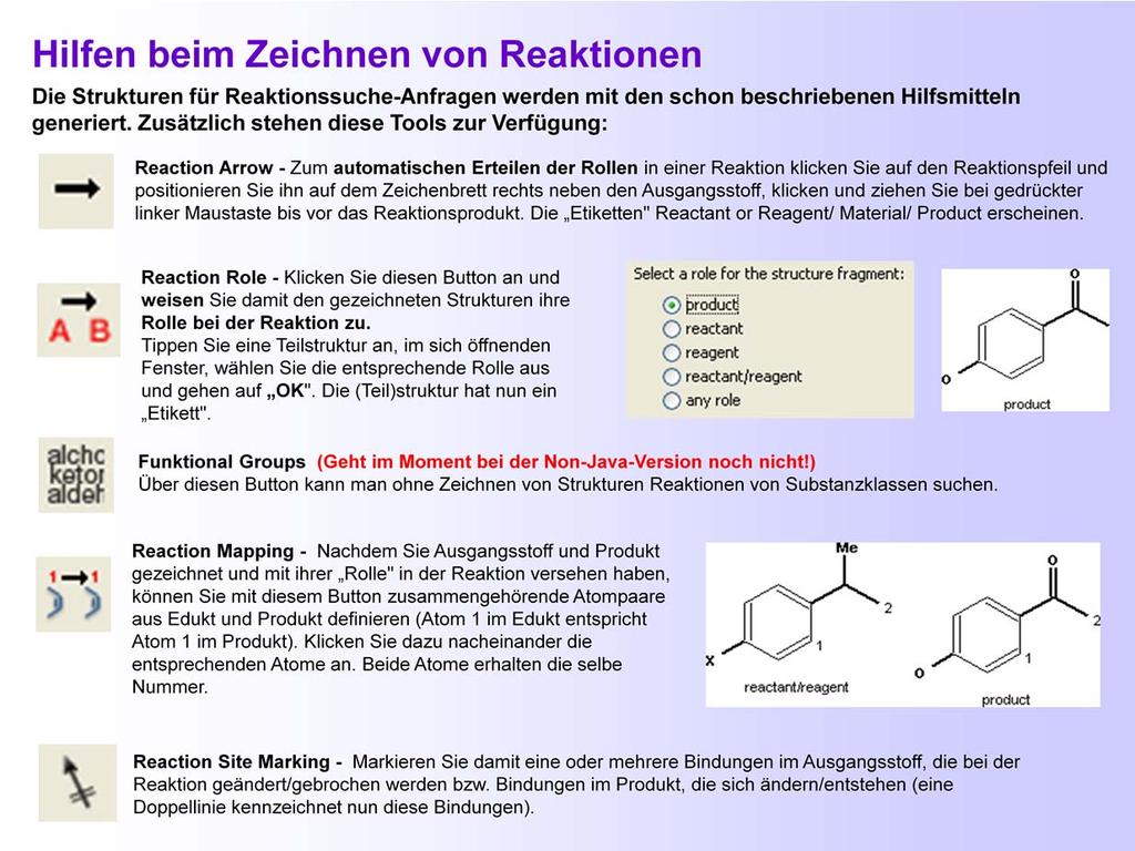 Es öffnet sich das Fenster zum Zeichnen von Strukturformeln: Generieren Sie hier die Strukturen der Reaktionspartner/Produkte.