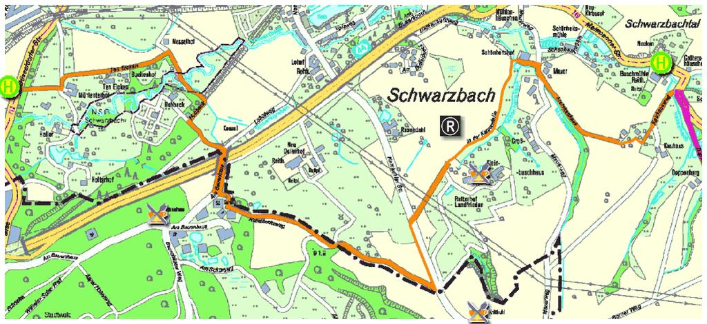 Seite 2 von 3 Ausgangspunkt: Bushaltestelle "Buschmühle", Buslinie 748, O 6 53' 03" N 51 16' 56" (ca.