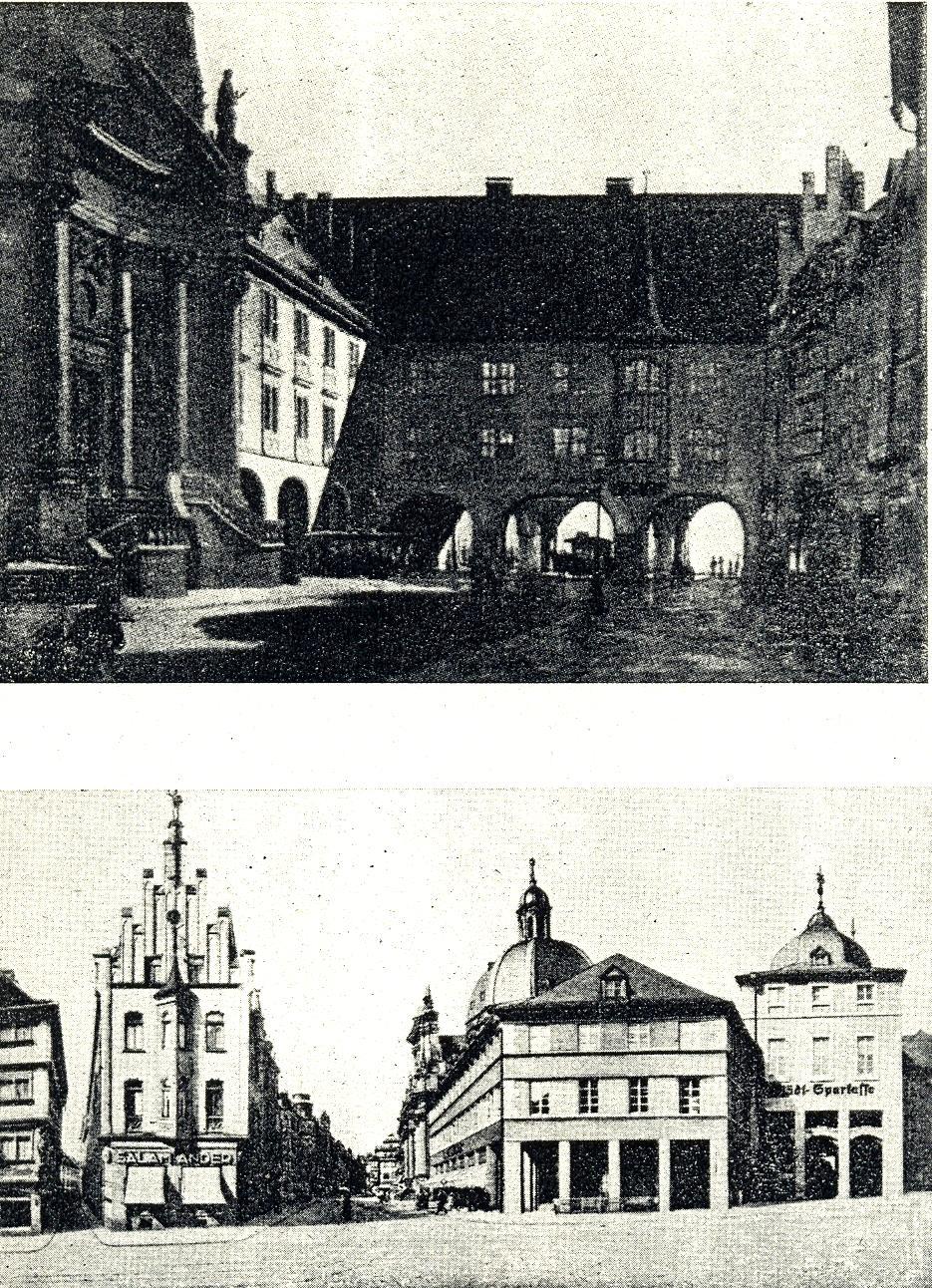 Blick nach Süden vor Abbruch des Landgerichtsgebäudes. Abb. 517: Würzburg.