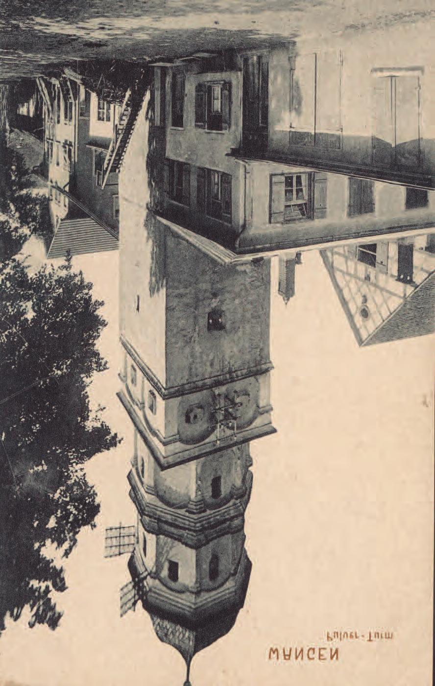 Seite 8 Romantisches Areal um den Pulverturm. Kolorierte Postkarte, um 1910.