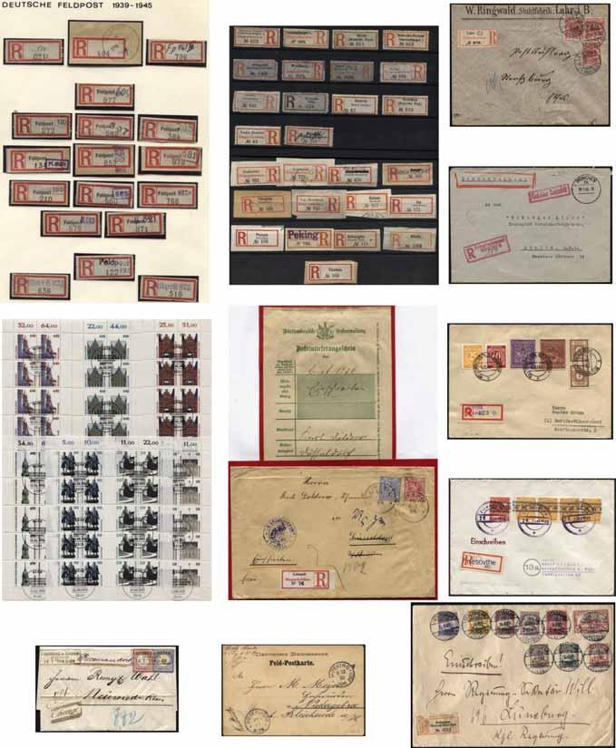 106 B R I E F M A R K E N Losnummer 6666 Sechs Aktenordner mit Briefen und Karten aus allen Epochen ab Kaiserreich.