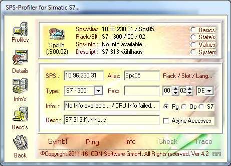 2. Der SPS-Profiler Mit dem SPS Profiler werden Profile für den SPS-Zugang definiert und im Sensorenverzeichnis eingestellt.
