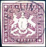 ALTDEUTSCHLAND WÜRTTEMBERG 359 4533 70 Kr., sehr tieffarbiges und breitrandiges Exemplar in schöner Wappenprägung (rs.