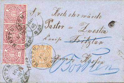 Kuvert nach Rom ("Poste restante"), K2 NEUWIED 5/4 68, Leitvermerk "via Suisse" und div. Portovermerke nebst rotem italienischem Zurückweisungs-Stempel. Die 1/3 Gr.