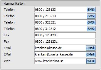 Der Bereich rechts unten wird über dieses Menü geschaltet: Anschrift: Klick auf den Menüpunkt Anschrift zeigt die adressenrelevanten Daten wie Land, Postleitzahl, Ort, Straße und Hausnummer.