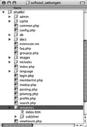 Abbildung 21.3 Im Ordner templates werden die Styles von phpbb2 abgelegt.