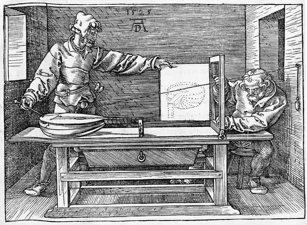 V.2. Projektive Räume Abb. V.3.: Underweysung der Messung - Albrecht Dürer (Quelle: Wikipedia/SLUB Dresden) (iii) P (F32 ) - Fano-Ebene, siehe Abbildung V.4.