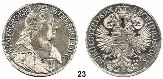 1745 1765 25 1/2 Taler 1755 H-A, Hall. 13,98 g. Herinek 198... Sehr schön 60,- Josef II.