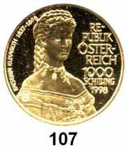 Geburtstag von Franz Schubert Im Originaletui mit Zertifikat....Polierte Platte** 240,- 106 500 Schilling 1997 (8 g FEIN). GOLD Schön 235. KM 3040. 200.