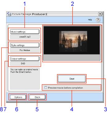 Schritt 3: Vorbereiten der Erstellung eines Kurzvideofilms bzw. einer Diaschau Über die Registerkarte [Erstellen] wird das Filmerstellungsfenster geöffnet.