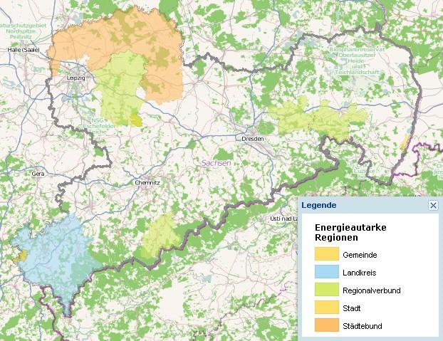 Energieautarke Regionen in Sachsen Räumliche Verteilung in Sachsen Anaberger Land Bautzener