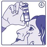 Legen Sie den Daumen auf die grüne Dosierkappe und unterstützen Sie die Flasche mit den Fingern. 3.