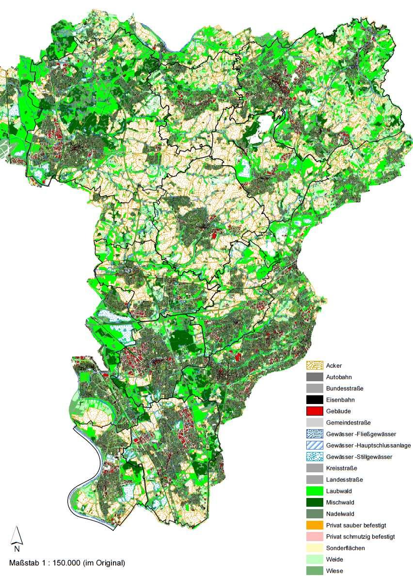 Klimarelevante Strukturen: Siedlungs- und Verkehrsfläche Klimarelevante Strukturen im Kreis Mettmann Topographie Bergisches