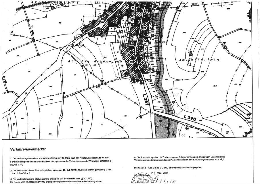 Flächennutzungsplan der Verbandsgemeinde Winnweiler Gemäß des Schreibens der Verbandsgemeindeverwaltung Winnweiler vom 02.05.