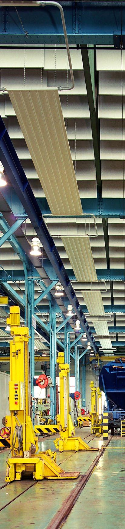 Industriebaffeln Mit ihrem einfachen grau-beigen Vlies und den verzinkten Metallprofilen fügen sich Industriebaffeln perfekt in die Atmosphäre der industriellen Produktion ein.