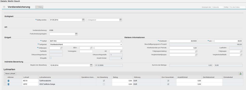 Wage Maintenance / Verdienstsicherung (0052) 2014 SAP SE